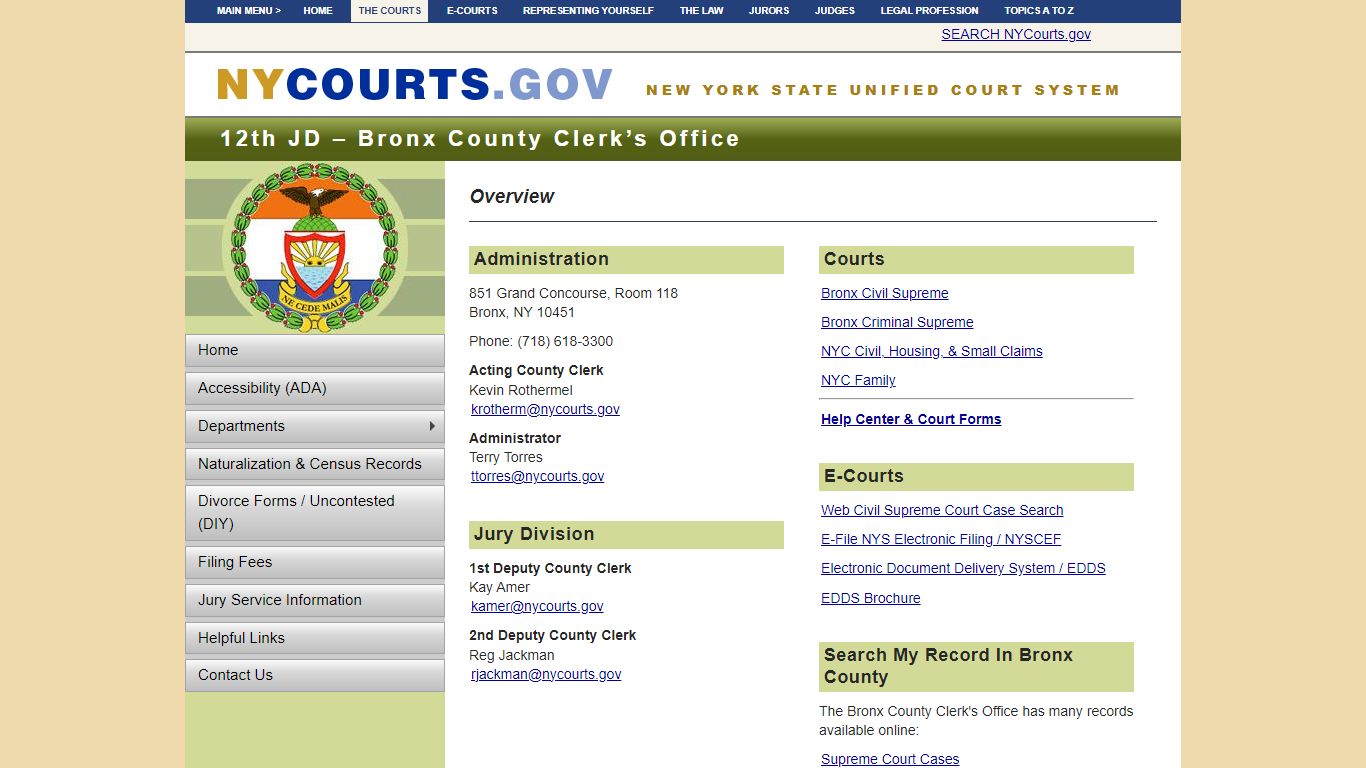 12th JD – Bronx County Clerk | NYCOURTS.GOV - Judiciary of New York